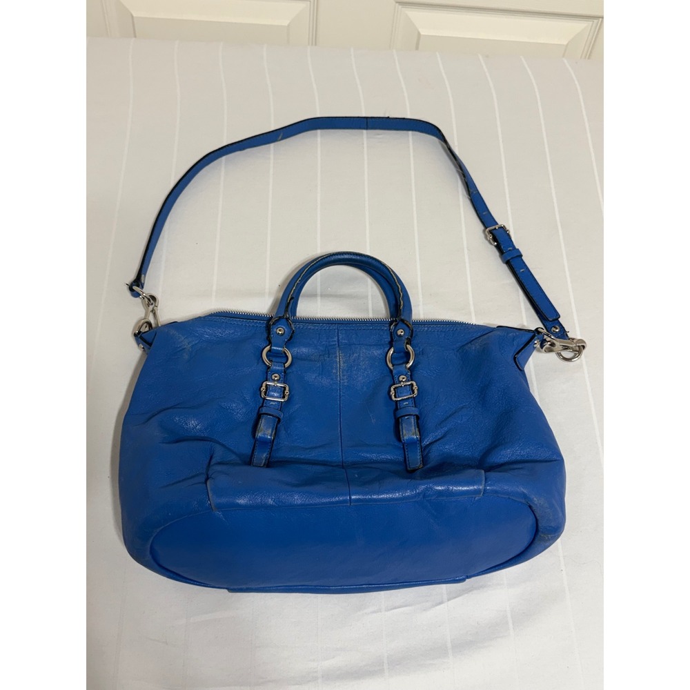 Coach Madison Madeline East West Satchel Blue Leather Handbag 21222 - Picture 14 of 14